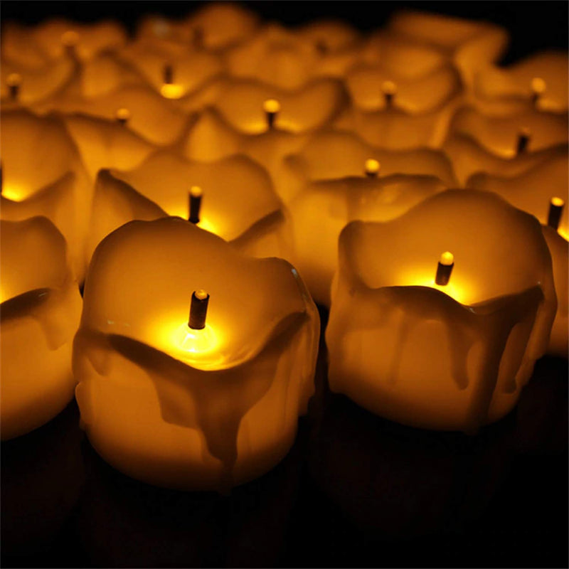 Saubhagya Global 12 Pieces LED Electric Battery Powered Tealight Candles Warm White Flameless for Christmas Holiday Wedding Decoration