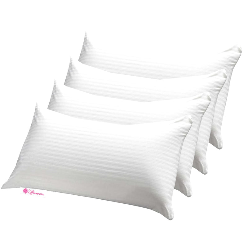 Casa Copenhagen Premium Soft Satin Stripe Pillows Fillers/Inserts Pack of 4 (16 x 24 inches) - Cat White