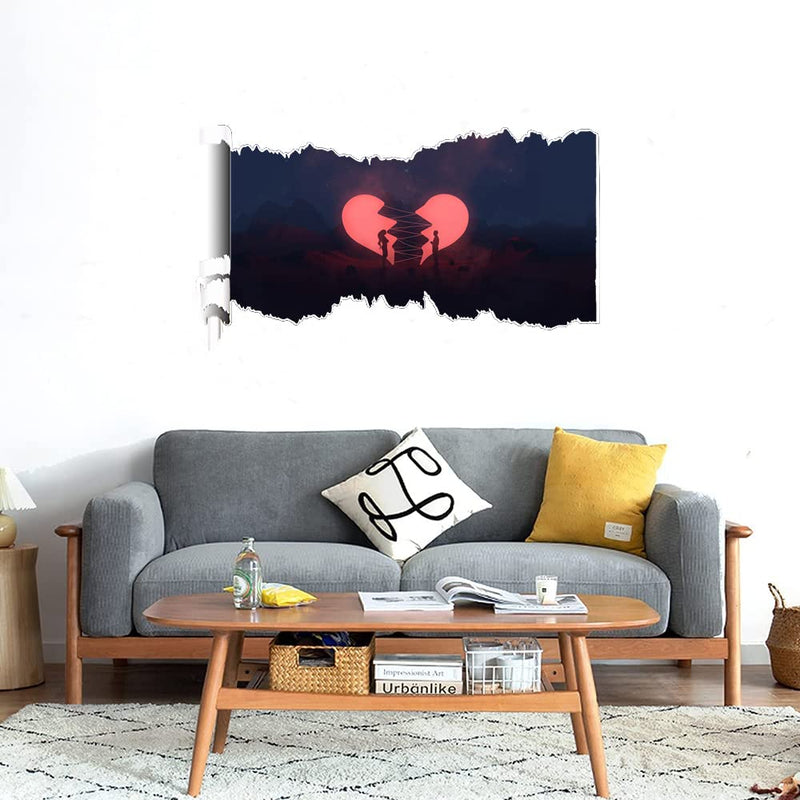 GADGETS WRAP Printed Wall Decal Sticker Scratched Paper Style Wall Decal (90cm x 50cm) - Cut Way Heart