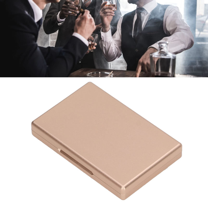 Metal Cigarette Case, Automatic Popping Up Cigarette Holder 20 Capacity Aluminium Alloy Cigarette Box for Cigarette Credit Card Holder Protective Security Wallet for Men Women Gift (Luxury Gold)