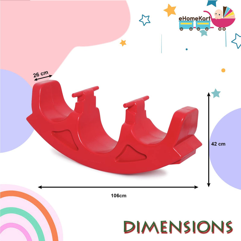 eHomeKart Playgro 3 in 1 See Saw Tunnel Rocker for Kids - 2 in 1 Tunnel and Rocker for Indoors and Outdoors - Perfect Toy for Boys and Girls of Age 1-8 Years - DIMESNSIONS: 106 x 26 x 42 cm,Red