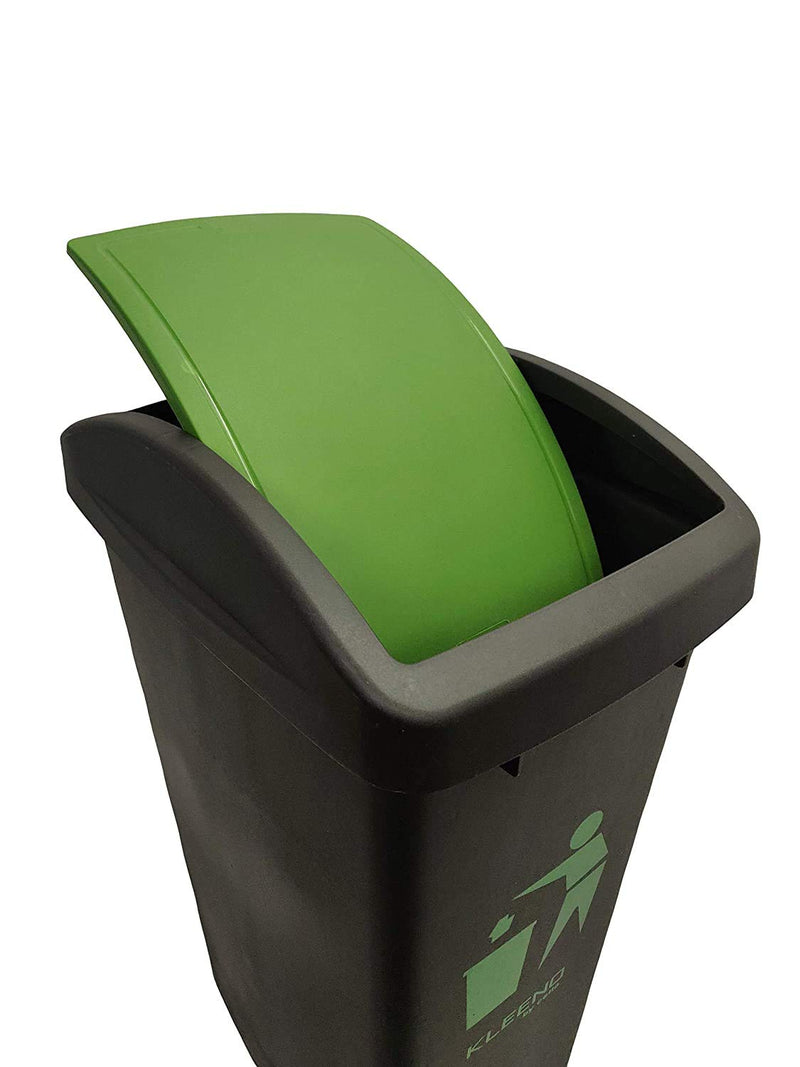 Cello Plastic Swing-Lid Garbage Dustbin (48 L, Black-Green)