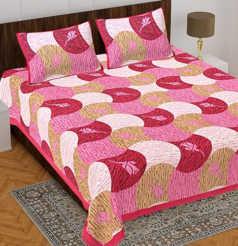 BedZone 100% Cotton Rajasthani Jaipuri Traditional Floral King Size Double Bedsheet with 2 Pillow Covers - Cotton Bedsheet 51