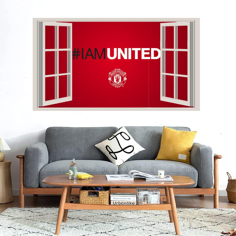 GADGETS WRAP Printed Wall Decal Sticker Fake Window Style Decal (90cm x 50cm) - Manchester United