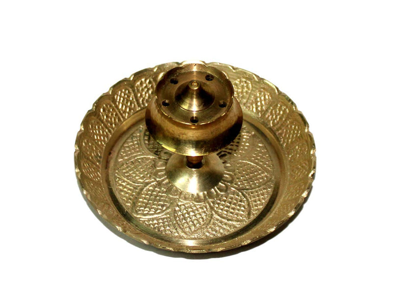 VR Creatives Classic Traditional Brass Agarbatti/Incense Sticks Holder/Stand with Ash Catcher 6 CM 5 Holes