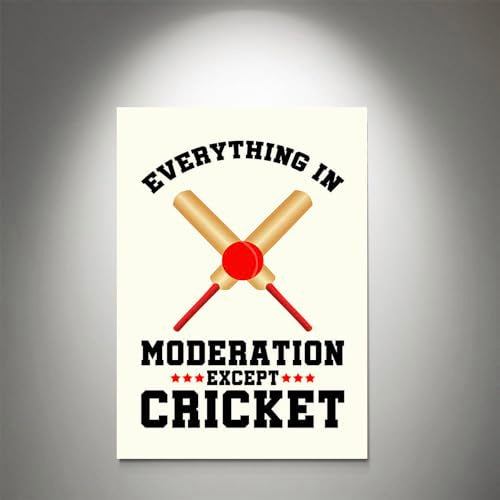 GADGETS WRAP Canvas Gallery Wrap Framed for Home Office Studio Living Room Decoration (9x11inch) - Everything In Moderation Except Cricket Text Poster