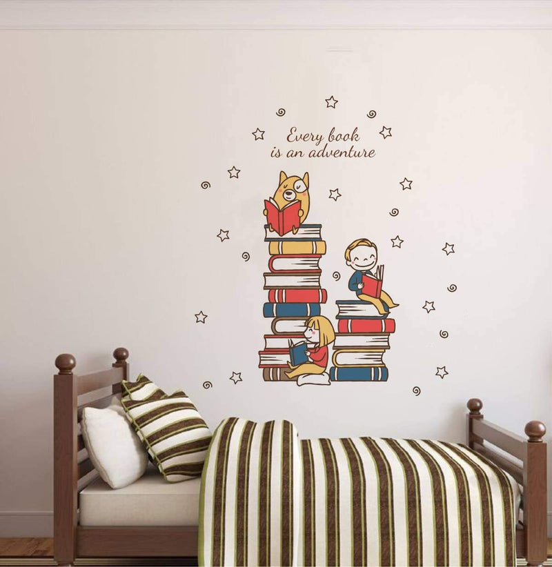 SP Decals Study Room : Every Book is an Adventure Quote ' Extra Large Size Wall Sticker (Wall Coverage Area - Height 105 cms X Width 90 cms)(Pack of 1)