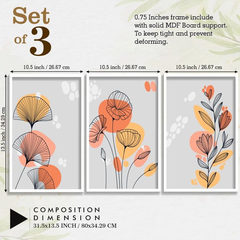 SAF paintings Set of 3 Modern Boho Art Wall Painting For Home And Office ol-COMBO-2162-K3