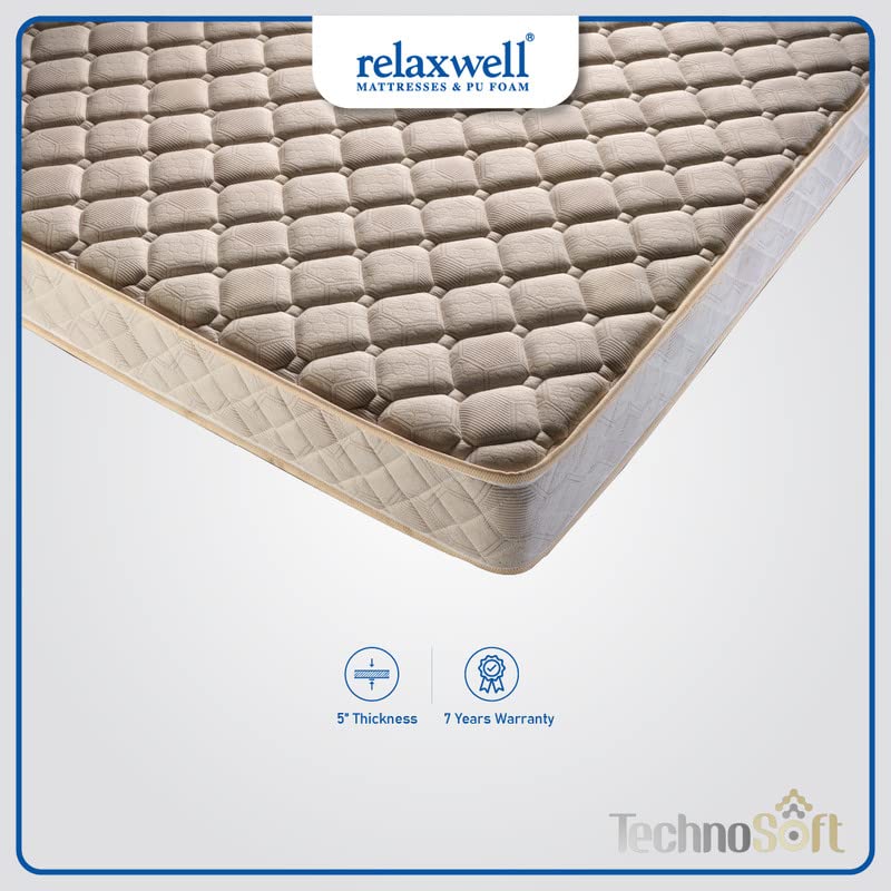 RELAXWELL MATRESSES TECHNOSOFT -Reversible Foam Mattress with Two Free Pillow for Your Comfort Night (78x72x5 Inches, King)