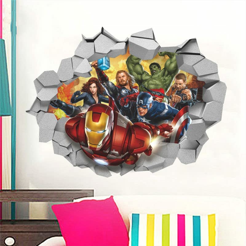 GADGETS WRAP Vinyl Wall Decal Sticker Super Heros Broken Hole