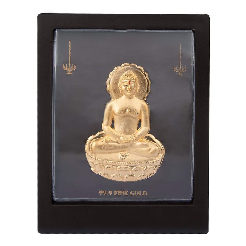 Satnam Gems 99.9 Fine Gold Mahavir Swami Ji Picture Frame