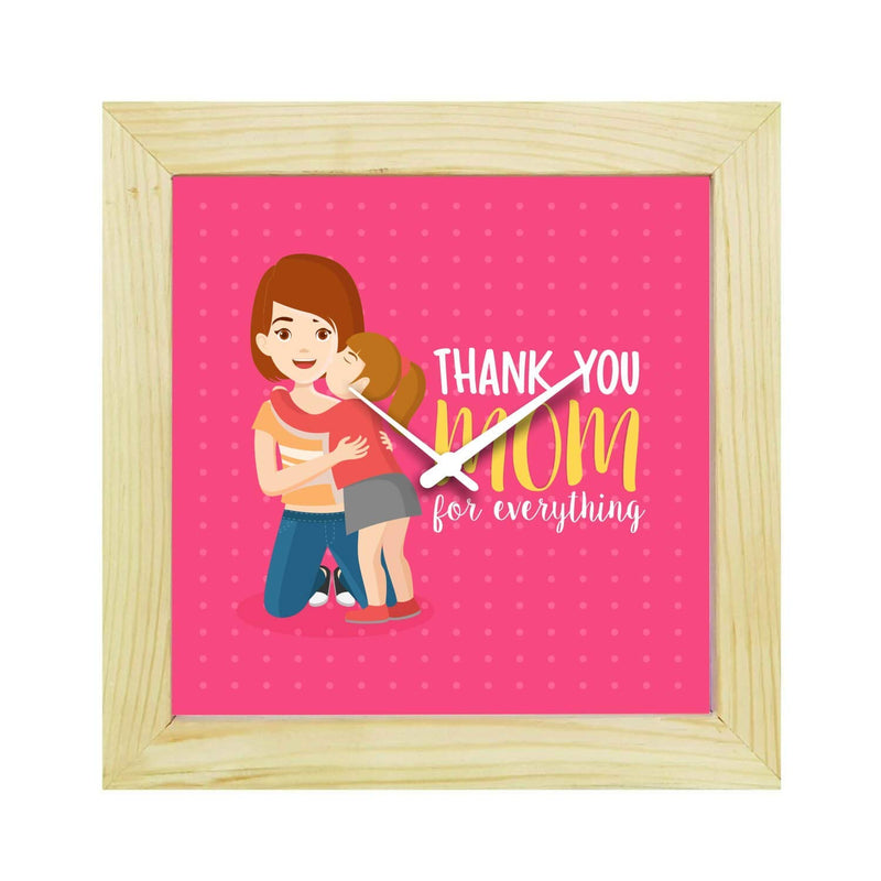 Yaya Cafe Thank You Mom for Everything Desk Clock Canvas Home Decor - 8x8 inches