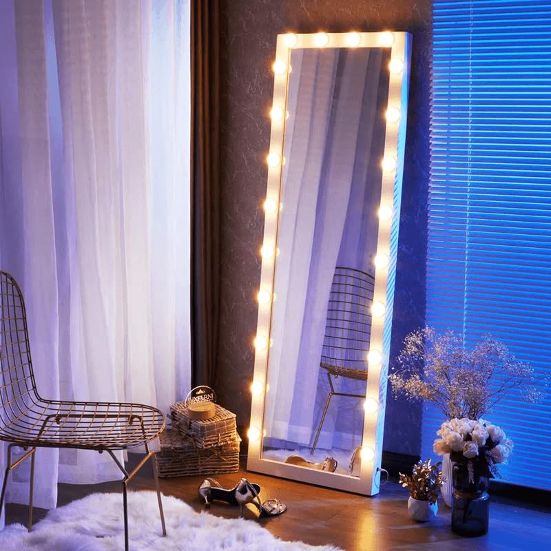 ARTESSA Studio Full-Length Rectangular Mirror with LED Bulbs, Freestanding, Powercable (150 x 76 CM)