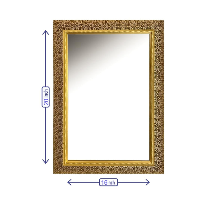 AG CRAFTS Bathroom Wall Hanging Mirror, Golden Frame with Glass Bathroom Mirror, Bathroom Mirror (16x20) Frame Mirror