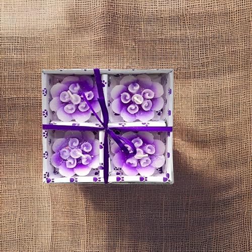 The Decor Affair Radiate Love and Light with These Unique Rose Candle Blossoms - Set of 4 Stunning Multicolour Floating Candles (Purple)