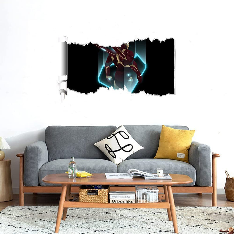 GADGETS WRAP Printed Wall Decal Sticker Scratched Paper Style Wall Decal (90cm x 50cm) - Avengers End Game Iron Man Neon