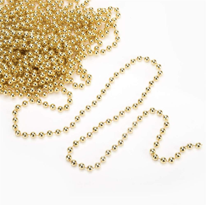 Partysanthe Gold Pearl Beads Garland, Christmas Tree Beads Artificial Pearls Beads Garland Beads Chain for Xmas Tree Christmas Tree Decorations Gold - 1pc