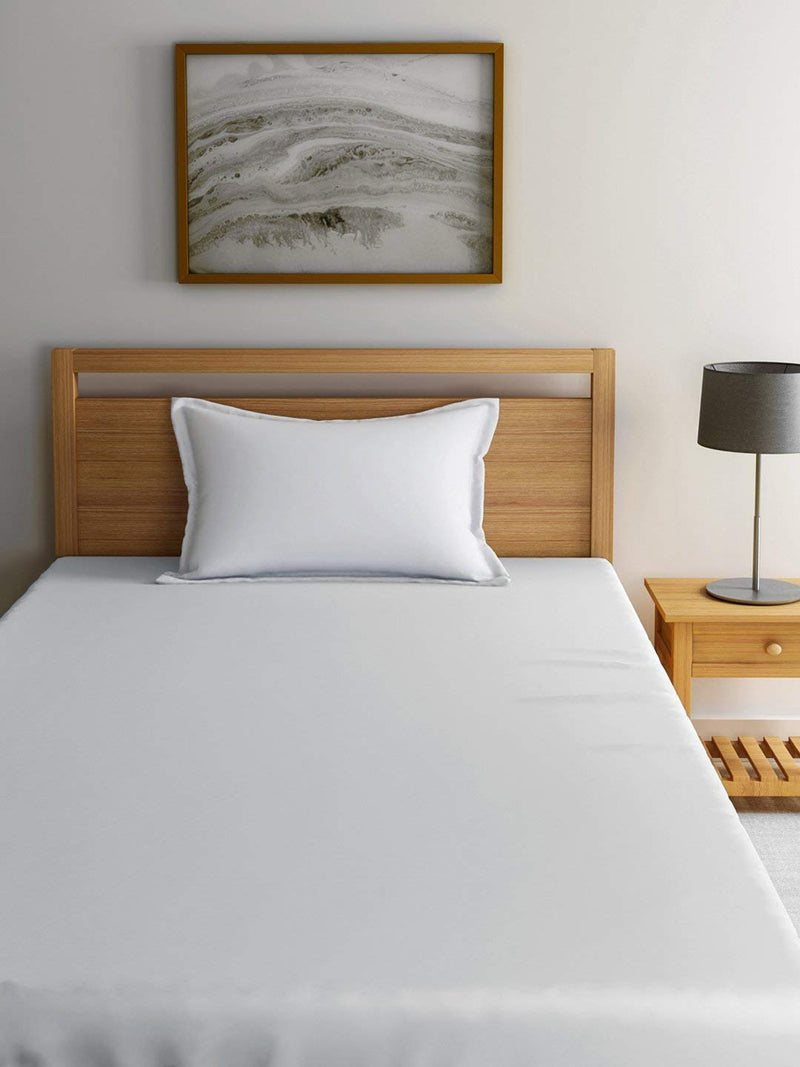 BD Weaves Cotton Solid/Plain White Bedsheet For Single Bed