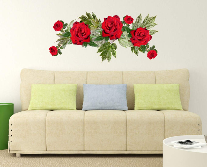 Tuffuk Red Roses Large Vinyl Wallstickers for Home Decorations(30 cm x 70 cm)4TZ304