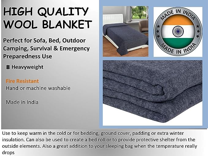 CHANDRAVATI Woolen Blanket Warm and Super Soft Heavy Weight Single Bed Blankets for Heavy Winter ||Breathable, Skin Friendly || 152 x 225 cm || Charcoal Grey