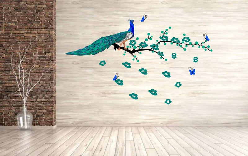 Delight Art Tree with Peacock and Butterfly Design Wall Sticker Size - (122 * 74) cm Model id - (DAMC00242L)