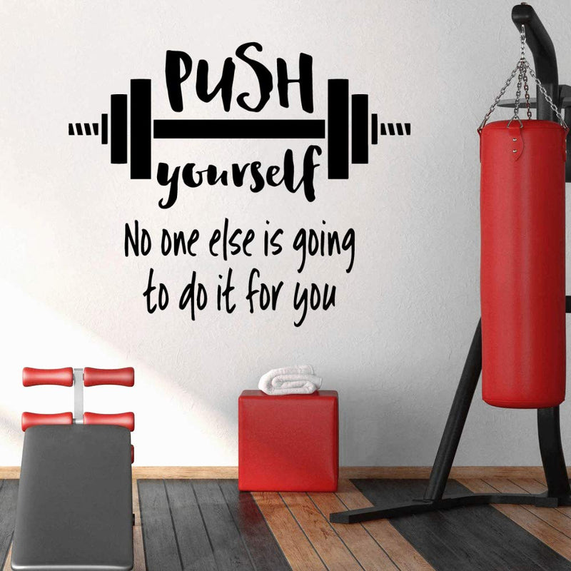 GADGETS WRAP Wall Decal Vinyl Sticker Push Yourself Gym for Office Home Wall Decoration