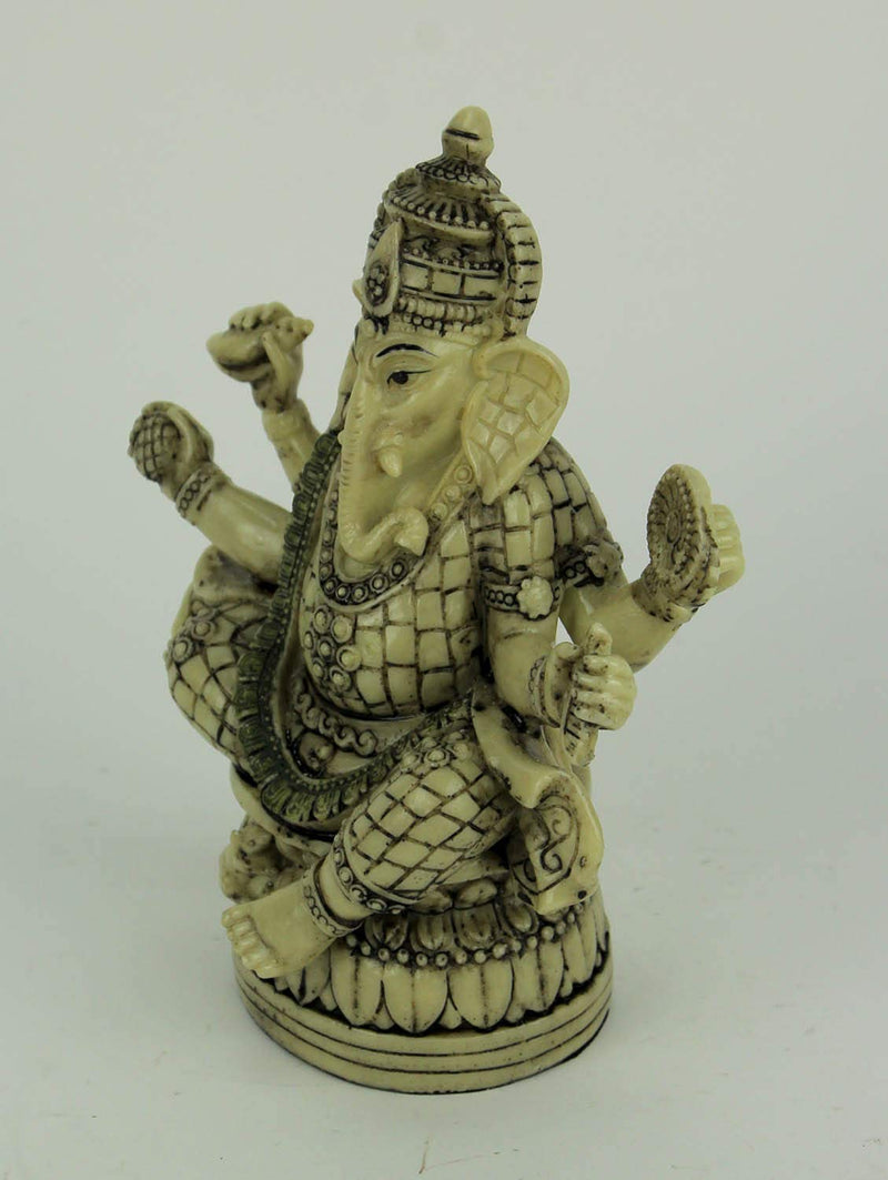 Zeckos Lord Ganesha Statue Sitting on Lotus Flower Lalitasana Hindu God Idol Resin Sculpture Home Decor Figurine