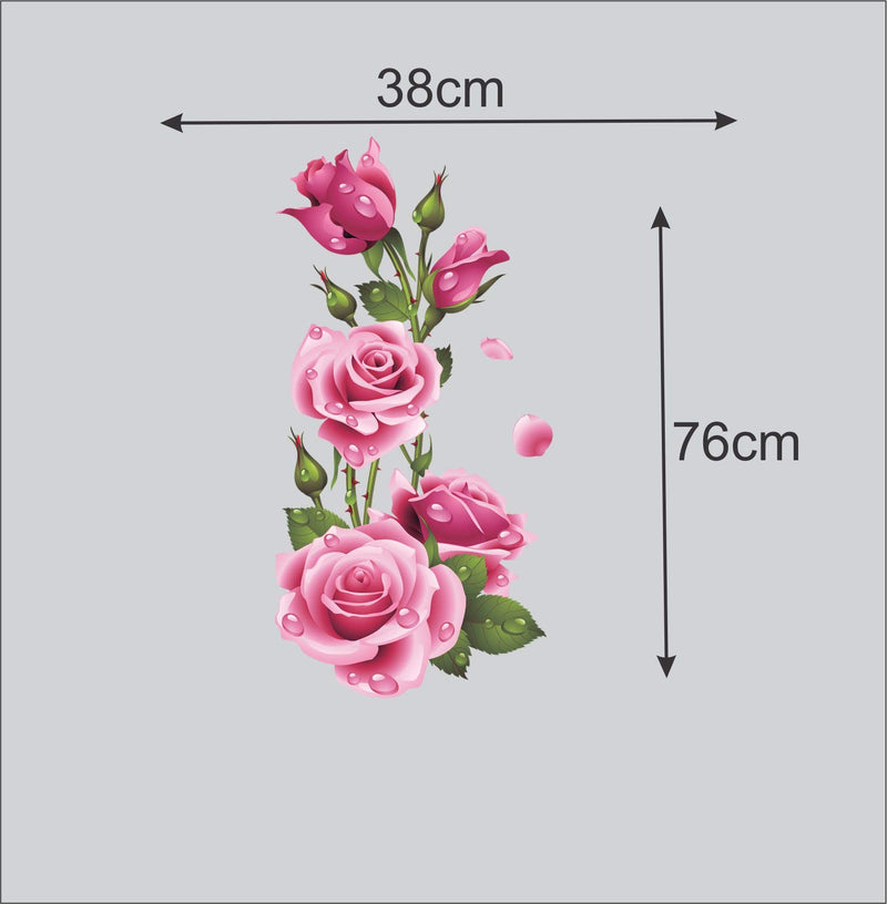 Wall Stickers | Wall Sticker for Living Room -Bedroom - Office - Kids Room - Hall - Home Decor | Stickers Yard Beautiful Rose Flower Wall Sticker (38X76)