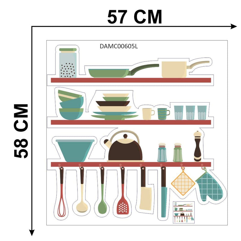 Delight Art Kitchen Utensils Medium Reusable Wall Sticker Size - ( 54*53 ) cm Model id - ( DAMC00605L )