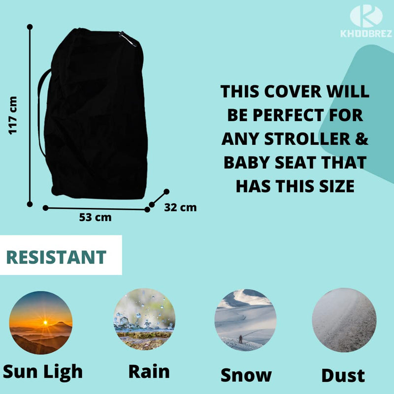 KHOOBREZ Waterproof Rain and Travel Bag Cover for Stroller, Pram, Baby Car Seat SSC(Black)