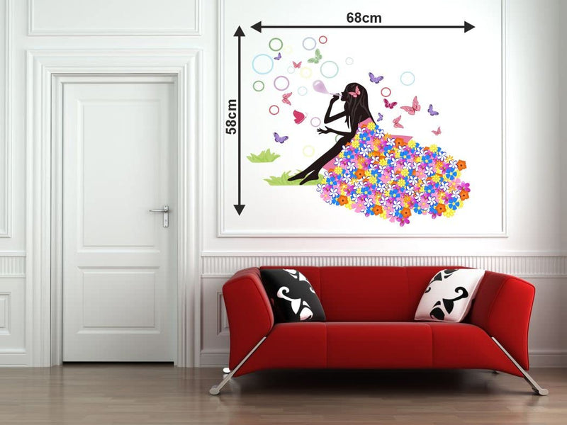 Delight Art Beautiful Fairy with Butterfly Design Wall Sticker Size - ( 68*58 ) cm Model id - ( DAMC00902L )