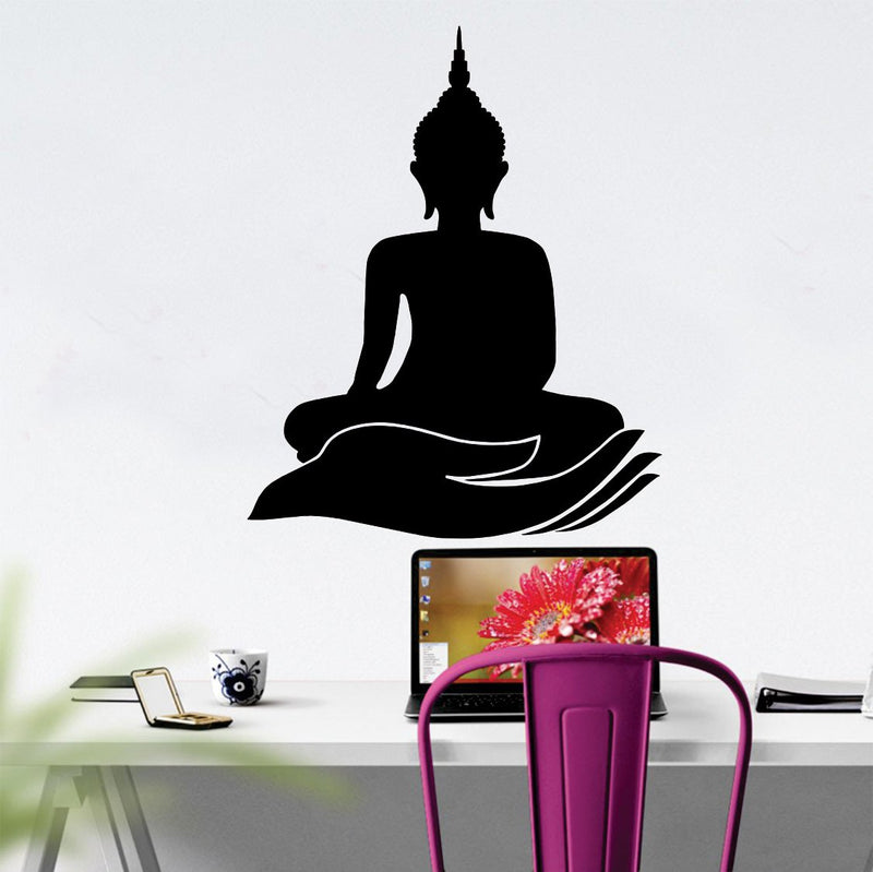 Palm Budhha Self Adhesive VinylWaterproof Decorative Wall Stickers for Hall, Bedroom, Kitchen and Furniture