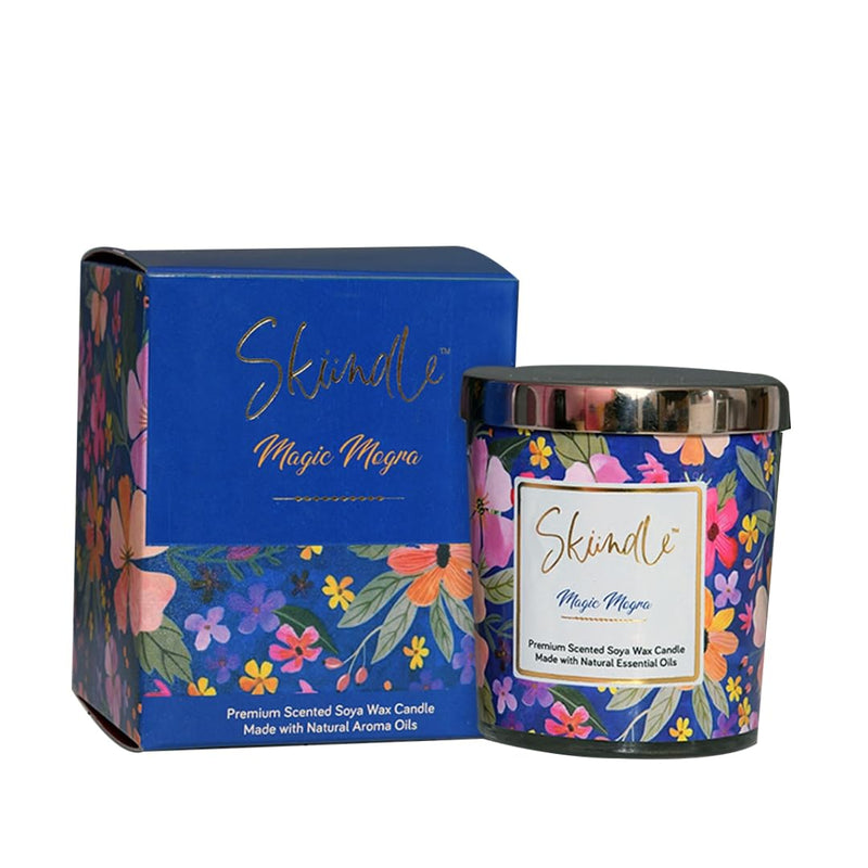 Skiindle Magic Mogra 2 Wick Candle with Exquisite Long-Lasting Aromatherapy Scent for Relaxation | Ideal Gift for Home Décor - Made with SOYA Wax, Lead-Free Wick & Natural Aroma Oils