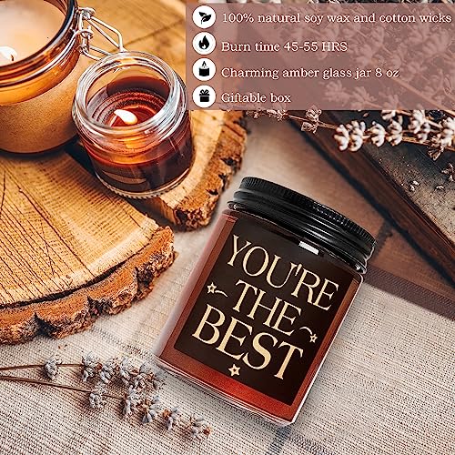 BRIOJOY You're The Best Candles for Men - Best Friend Candle Gifts for Women - Thank You, Birthday Gift for Sister BFF Boyfriend Dad Husband - Presents for Mom - Lavender Vanilla Scented Stress Candle