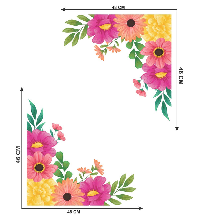 VCREATE DECOR Floral Design Wall Sticker & Dceal (PVC Vinyl,Size-58 CM X 51 CM)