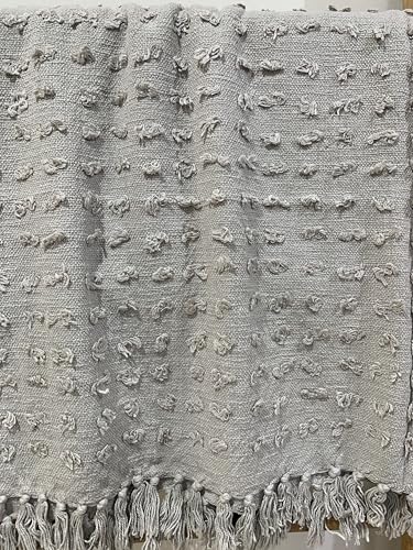 Throw - VividVeda's of Handcrafted Cut FRAY Throw is eco-Friendly Materials. 50 X 60 Inch. Grey Color