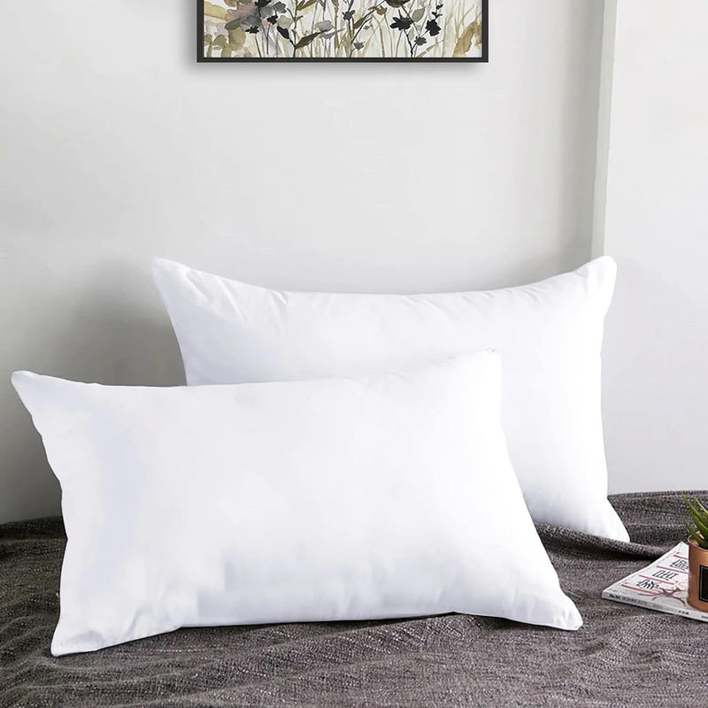 Height Adjustable Microfiber Pillow Set of 2 for Sleeping, without Cover, 16x26 Inches, White