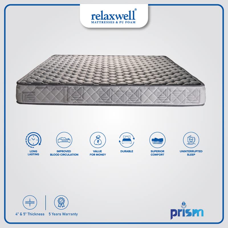 RELAXWELL MATRESSES Prism -Ortho Coir Mattress with Free Pillow for Your Comfort Night (72x36x5 Inches, Single)