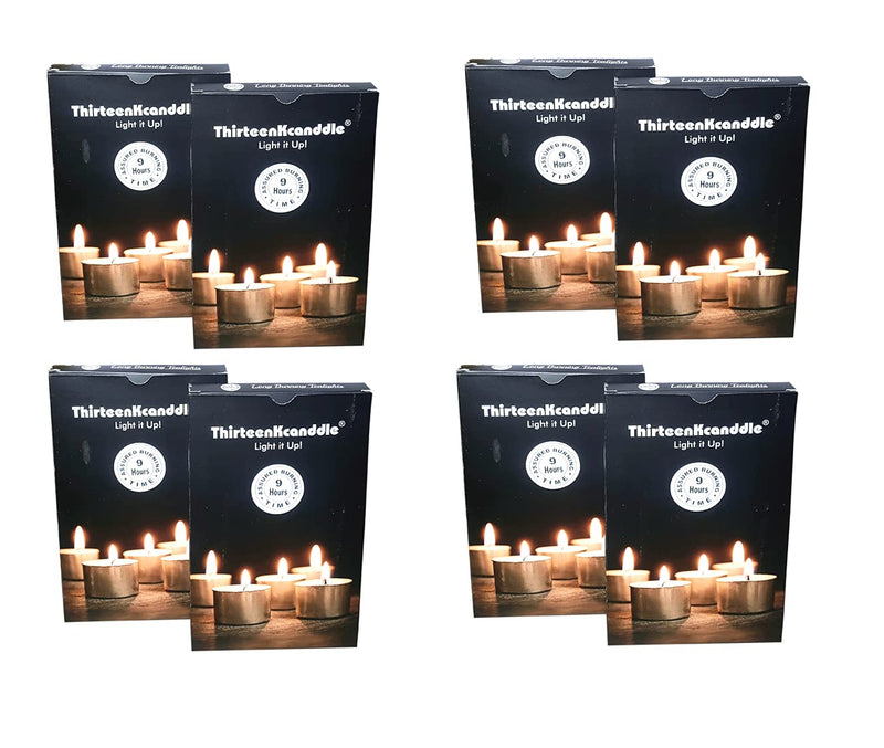 ThirteenKcanddle Tealight Candles Assured 7.9 Hours Burn Time Unscented White Tea Light Pack of 100