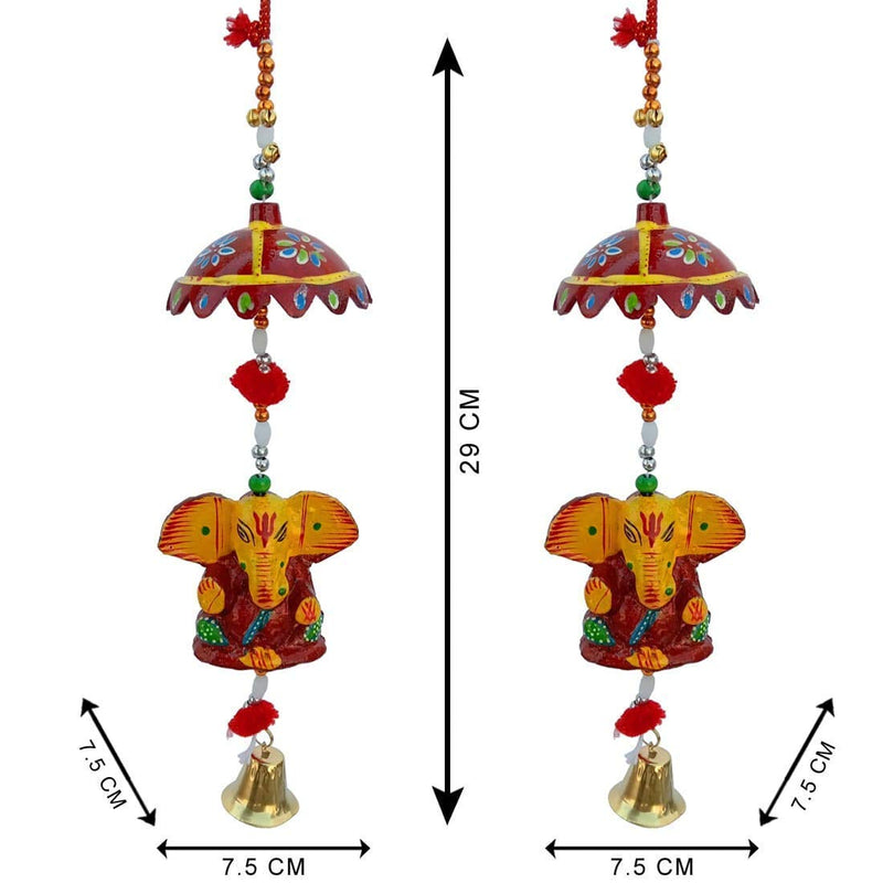 Celecrafts Handcrafted Set of 2 (Pair) Elephant Wind Chime Decorative Hanging for Wall Ceiling Multicolour Handmade jhumer