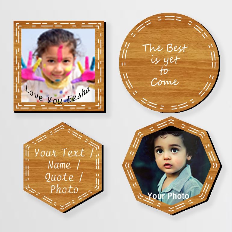 Brown Cloud Customized Engineered Wood (MDF) Fridge Magnet with Photo, Quote, Name for Gifting and Decoration (FMM 08) (Pack of 20)