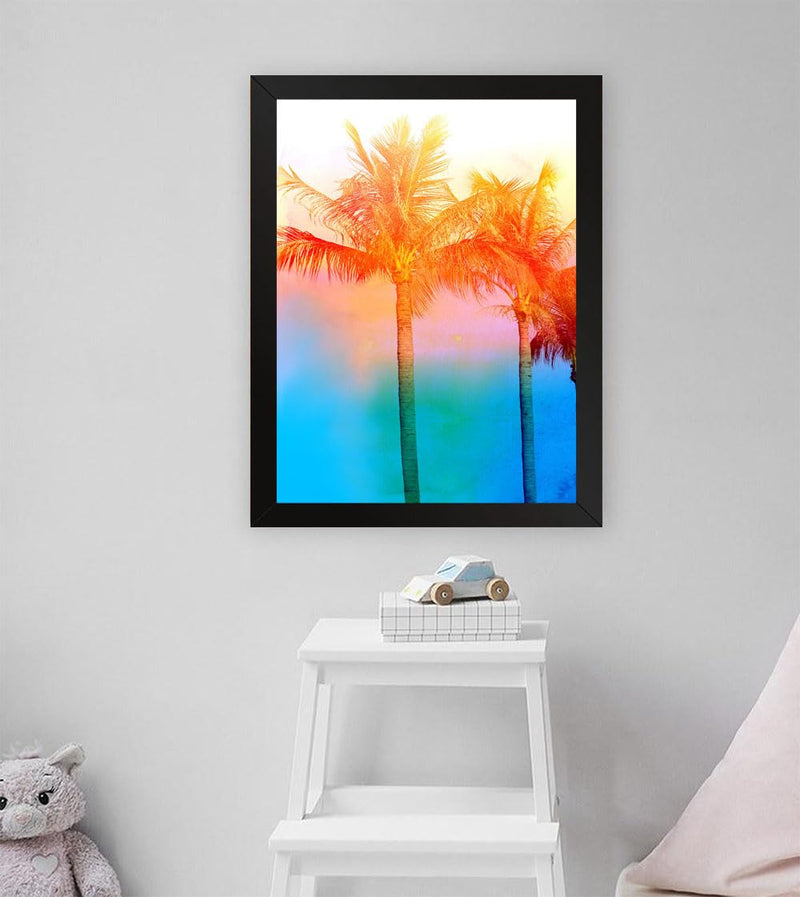 GADGETS WRAP Printed Photo Frame Matte Painting for Home Office Studio Living Room Decoration (11x17inch Black Framed) - Palm Trees Sunset (4)