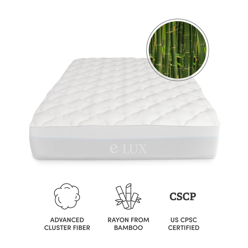 ExceptionalSheets Bamboo Mattress Pad with Fitted Skirt - Extra Plush Cooling Topper - Hypoallergenic -, Twin