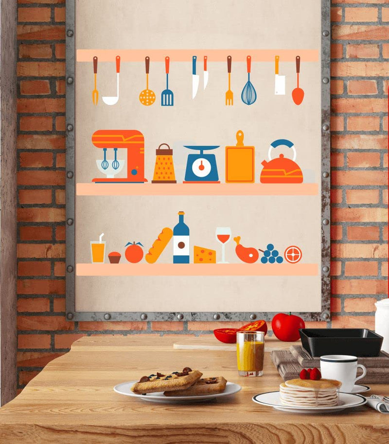 Delight Art Kitchen Utensils Medium Reusable Wall Sticker Size - (56 * 52) cm Model id - (DAMC00606L)