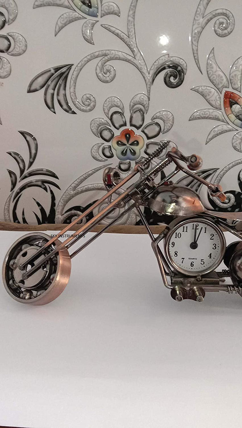 Sky Instruments Decorative Metal Motor Bike with Clock Table Top