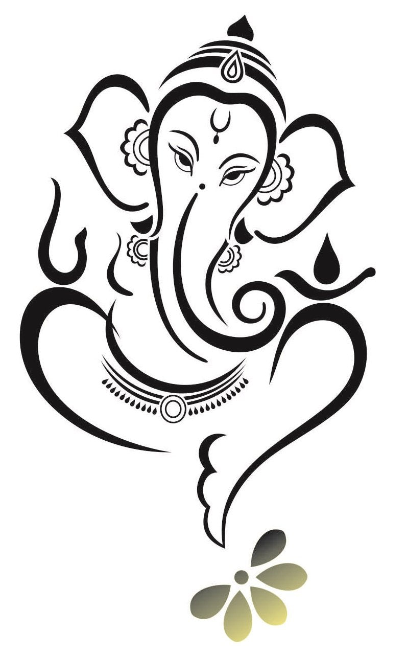 Asmi Collections Wall Stickers Beautiful Black God Ganesha and Flower AS026-O