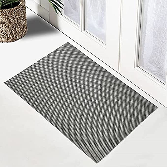 Purav Light Anti Skid Anti Slip Floor Rubber Mat Waterproof Jali Bathroom Mat for Kitchen Balcony Footmat for Home Entrance Door, 16 X 24 Inch, Grey