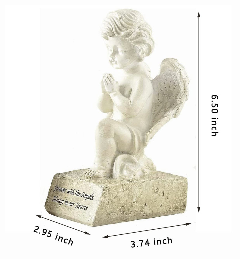 Artisan Flair 6.5 Inch Praying Angel Figurines,Resin White Cherubs Statues,Home Garden Memorial Angel Sculpture