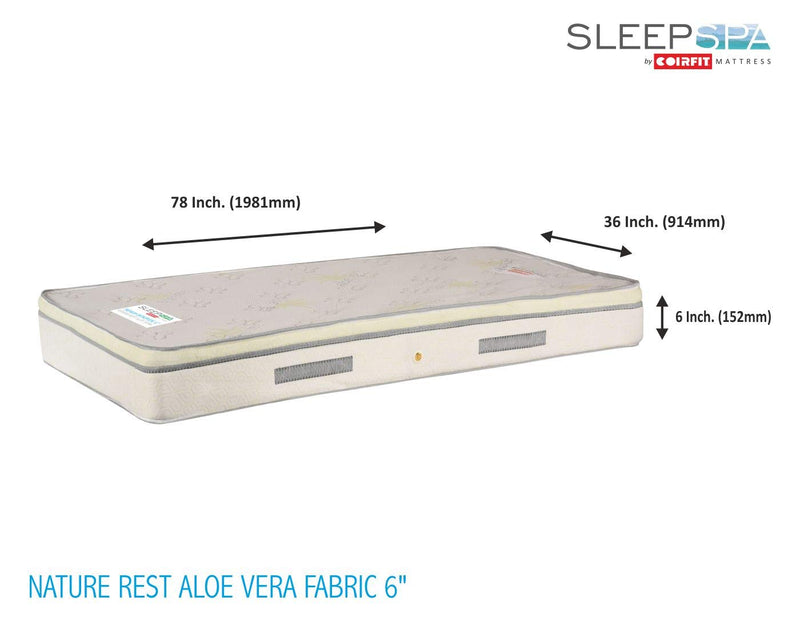 SLEEPSPA by COIRFIT Nature Rest Aloe Vera Fabric with HerbFRESH��Technology 6' Inch Single Size Memory Foam Mattress (78 x 36 x 6)