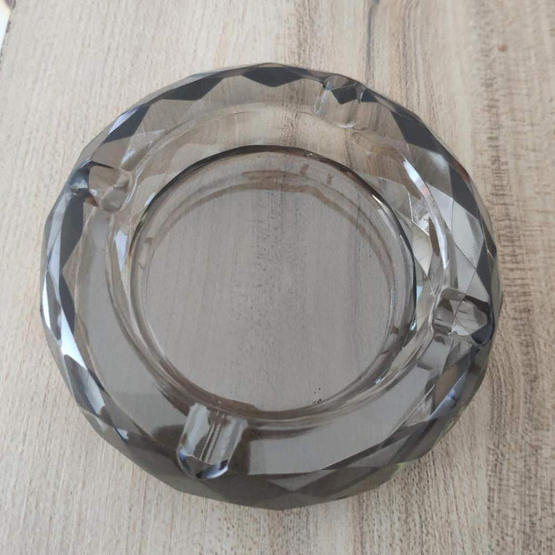 Crystal Glass Ashtray, Cigar Cigarettes Ashtray Holder Home Office Desktop Tabletop Decoration,Crystal Black